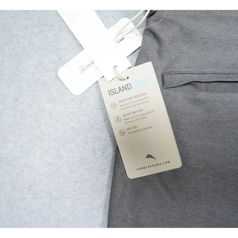 Tommy Bahama Short Mens 40x8 Gray Chino Stretch On Par Flat Front Casual NEW